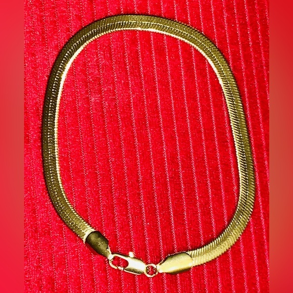 8” 18K Gold Over 925 Sterling Silver 5MM Brazilian Herringbone Bracelet, New! - Picture 3 of 6